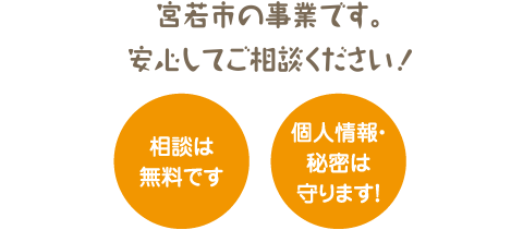 相談は無料です。個人情報・秘密は守ります！