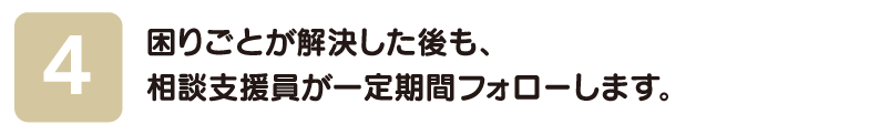 困りごとが解決した後も、相談支援員が一定期間フォローします。